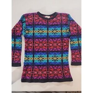 Beldoch Popper Vintage Women's Sweatercolorful Size Medium Made in USA